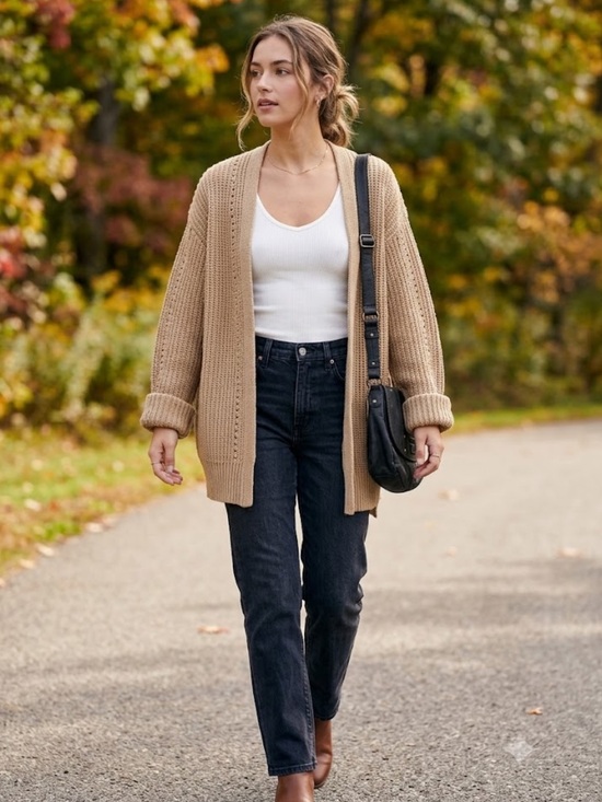 Free People Sweaters - Free People Open-Front Taupe/Beige Ribbed Cardigan